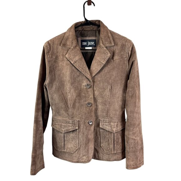 Me Jane Women's Coffee Brown Leather Short Jacket - Picture 1 of 7